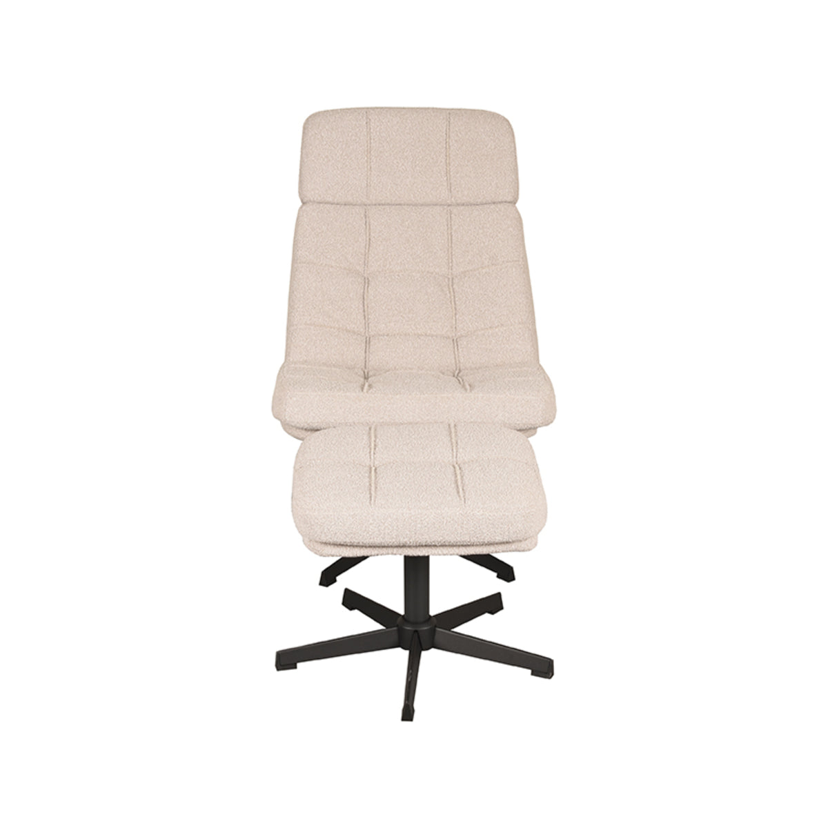 LABEL51 Fauteuil Alvar – Bouclé Stof Incl. Hocker – Stijlvol & Comfortabel